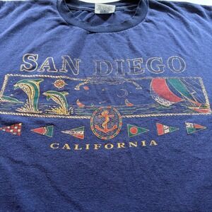 Vintage Kingstree Classic San Diego California T Shirt Navy Blue XL Made in‎ USA